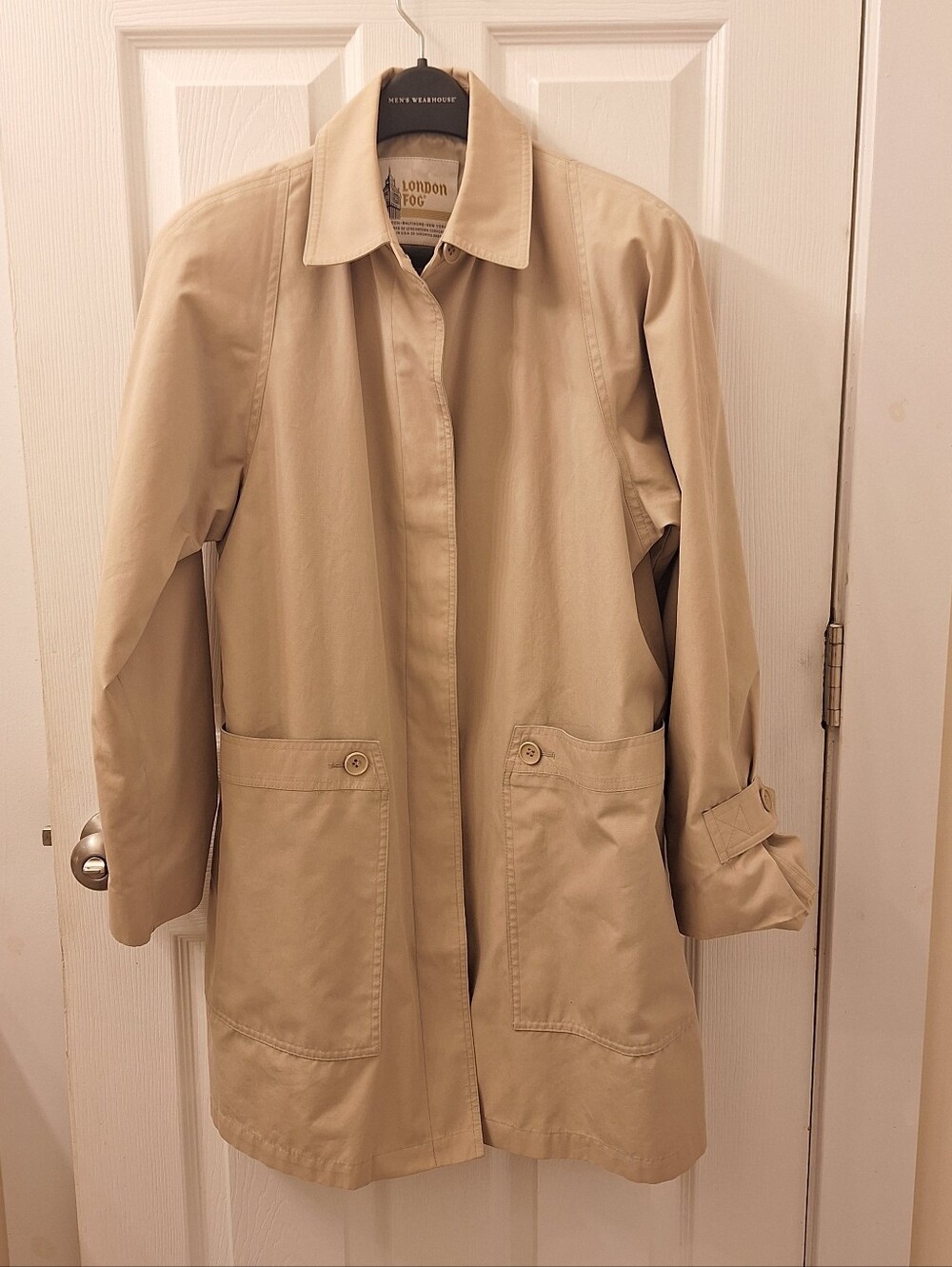 Vintage London Fog Classic Beige Trench Coat with Front Pockets Women's Size 8